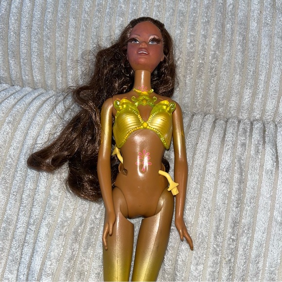 Barbie Fairytopia Wonder Fairy Asha Rooted Lashes Doll rare Black gold - Picture 1 of 6